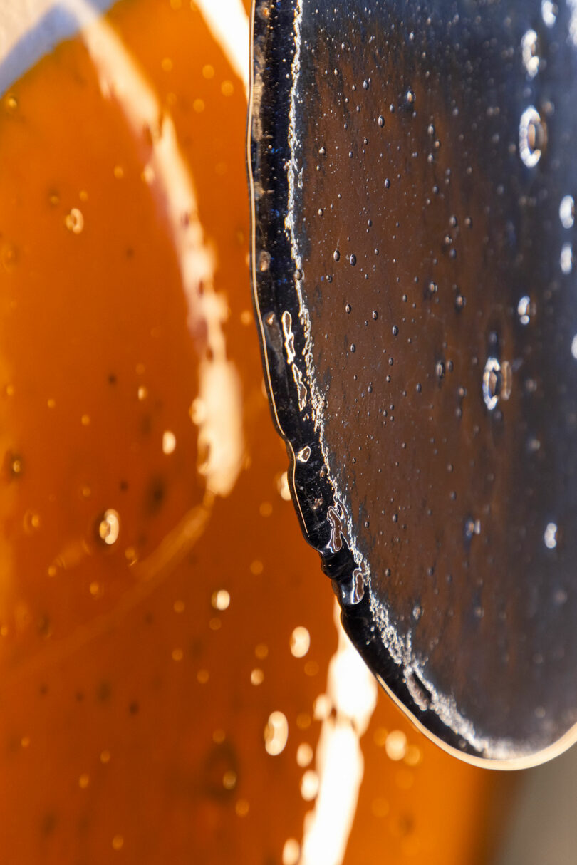 A macro view of planes of hand-blown glass.