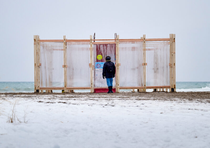 Glaciate art installation, snowy Woodbine beach in Toronto